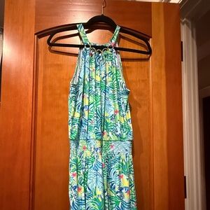Lilly Pulitzer NWOT Shirelle Skirted Romper SIZE XS- Blue and Green
